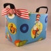 Dr. Seuss - Reversible Fabric Organizer Bin Basket - Cat in the Hat - Character Cameos Turquoise