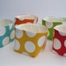 Mini Fabric Storage Container Organizer Bins - Set of 5 - Large White Dots