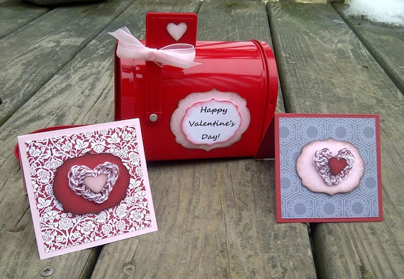 Valentine's Card Kit - crocheted hearts and mailbox