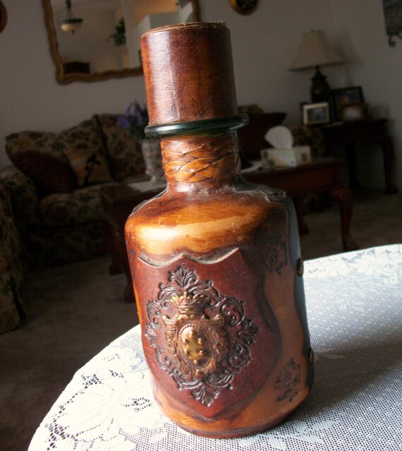 Decorative Leather Wrapped Decanter Bottle