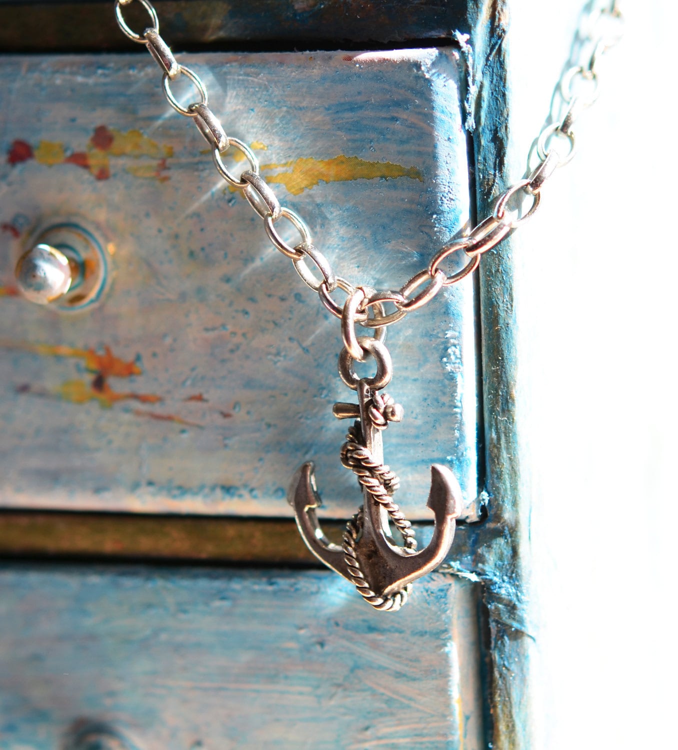 anchor and chain nautical necklace by RubySubmarine on Etsy