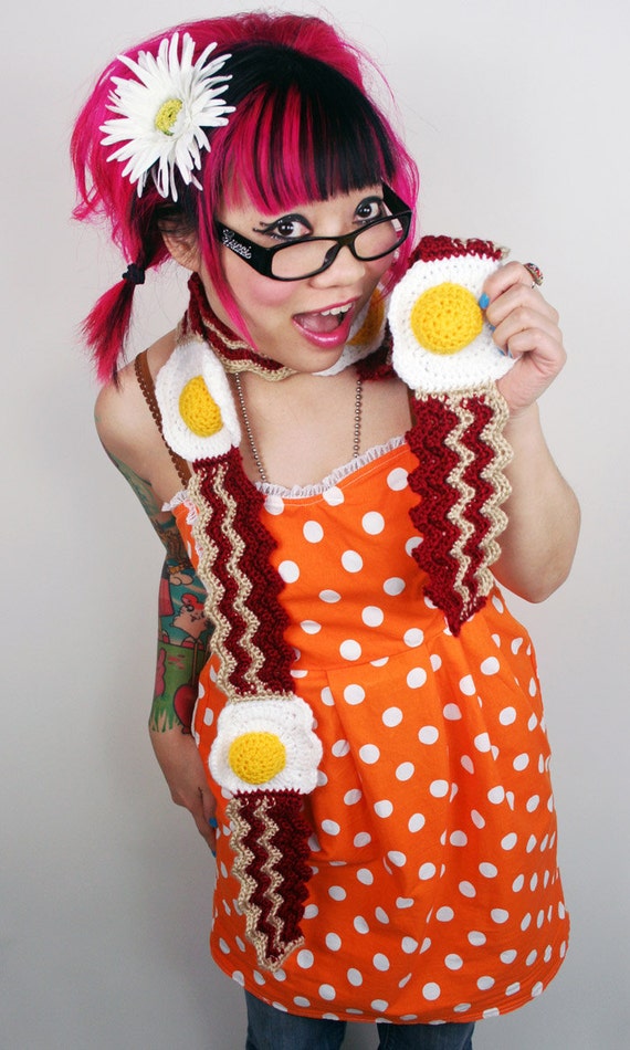 Bacon and Egg Scarf Made To Order by TwinkieChan on Etsy