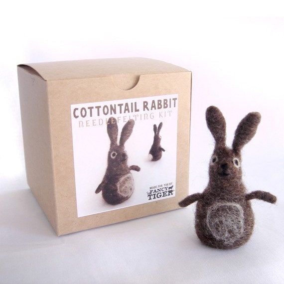 Cottontail Rabbit Needle Felting Kit by FancyTigerCrafts on Etsy