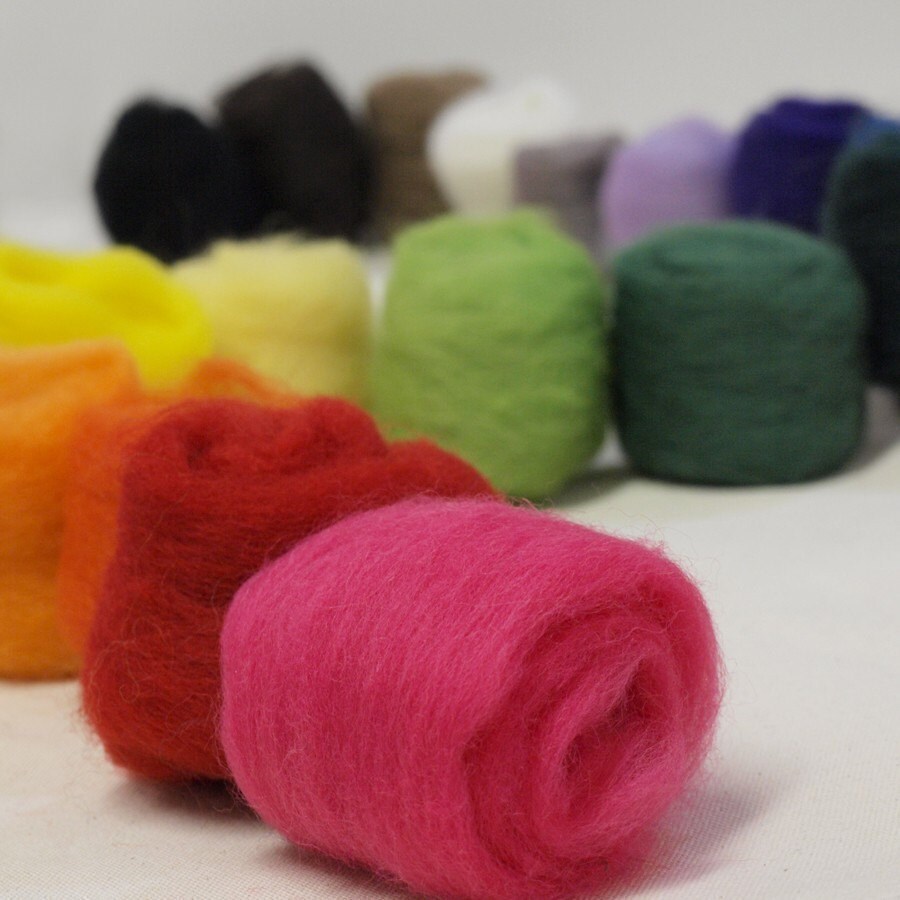 20 Colors Wool Roving Super Pack for Felting or Spinning