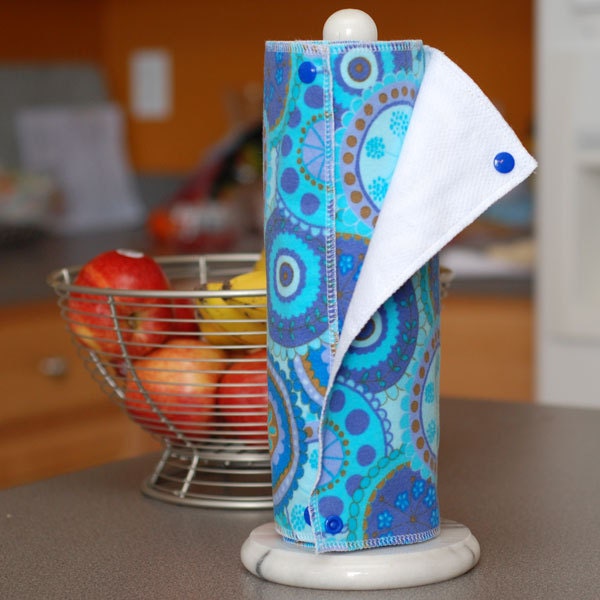 Reusable Eco Friendly Snapping Paper Towel Set Fancy Blue