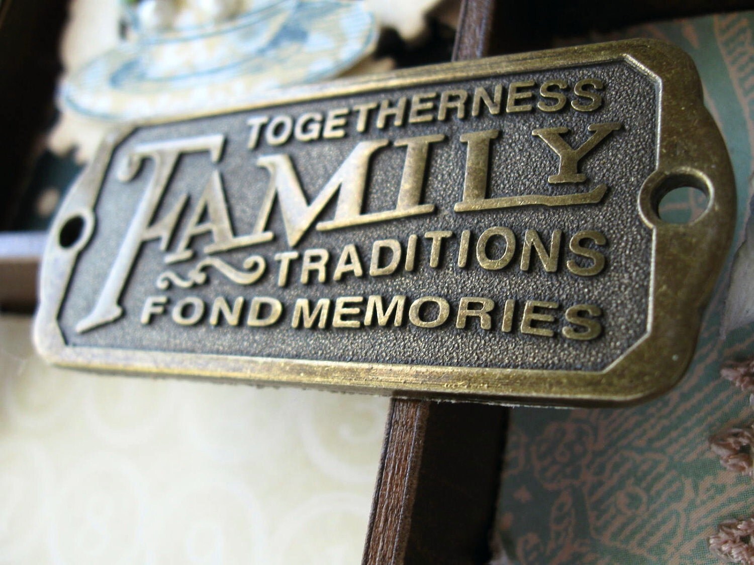 FAMILY Altered Printer's Tray Wall Hanging Assemblage