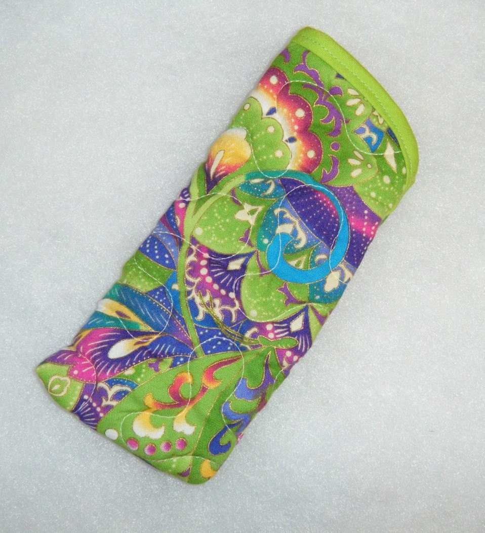Quilted Eyeglass/sunglass case Lime green and by doodlebugquilts