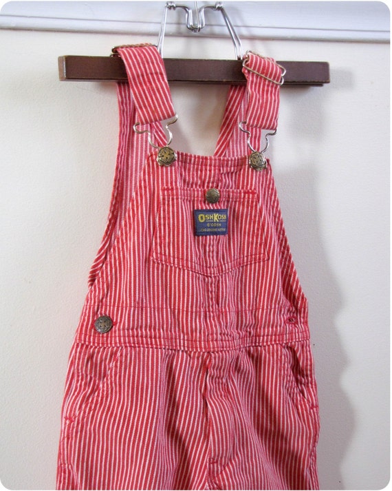 Vintage Red Stripe Oshkosh Overalls 4t