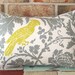 Decorative Pillow Cover - Gray Grey Citron Dijon Mustard Yellow Bird Toile - 12 x 16 Lumbar Cushion - Baby Nursery Decor - Winter Home Decor