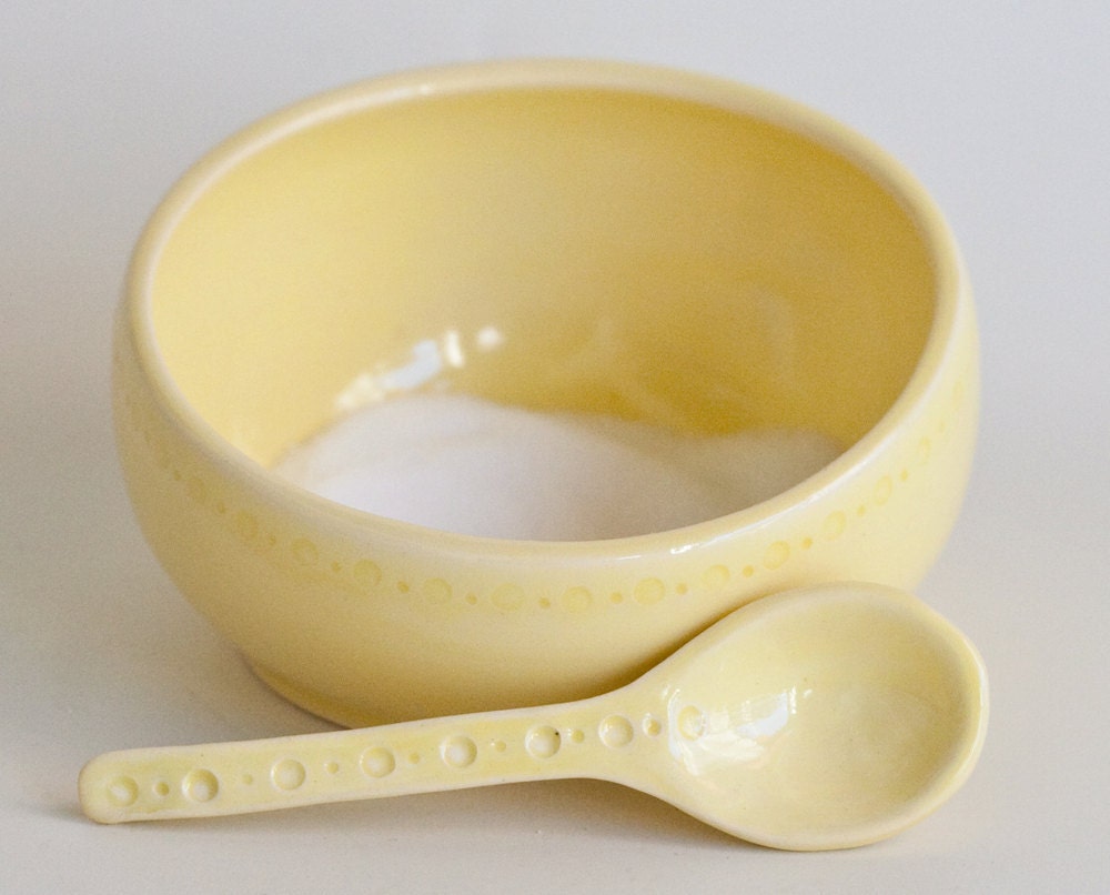 Salt Cellar and Spoon Yellow by on Etsy