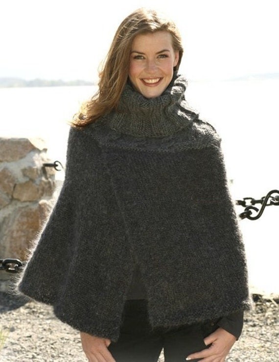 Hand Knit Poncho Cape Mohair Merino Wool by tvkstyle on Etsy