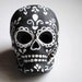 Black and White Classic Day of the Dead Paper Mache Sugar Skull