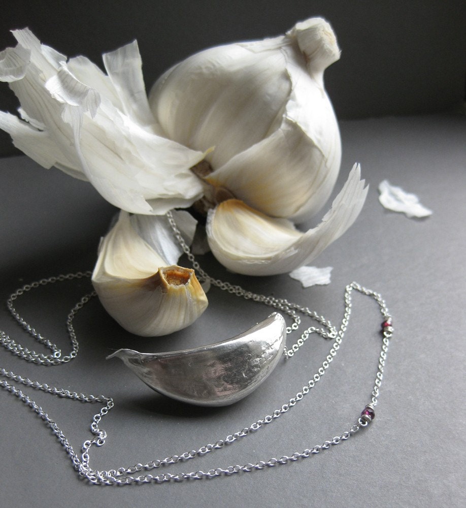 garlic VAMPIRE REPELLANT or sterling necklace