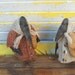 Primitive Lena Crows Holding Loaf of Bread