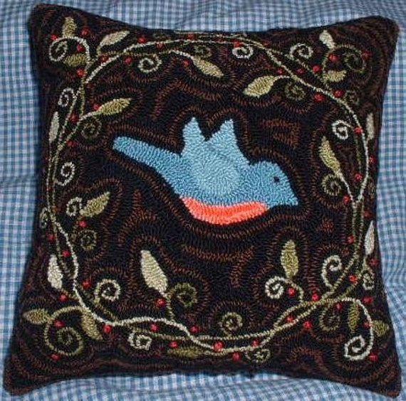 items similar to needle punch pillow primitive blue bird items similar to needle punch pillow primitive blue bird