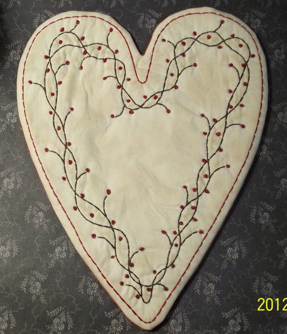 Candle Mat Pattern Primitive Valentine Heart And Berries