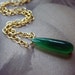 Green Onyx Necklace - Gemstone, 14K Gold Chain, Wire Wrapped, May Birthstone