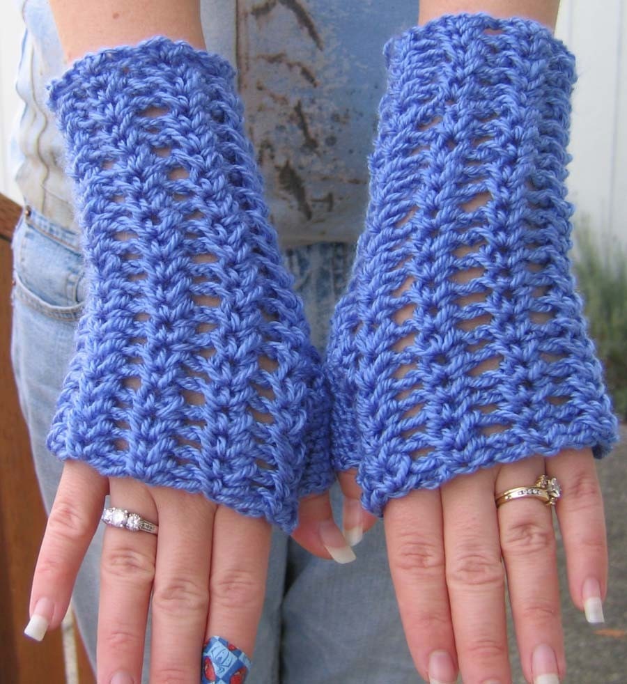 Crochet Tunisian Lacy Fingerless Gloves by PigmentOfMyImagnashn