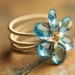 Swiss Blue Topaz Flower Ring with Coiled Gold Fill Band