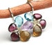 Flower Drop Earrings in Swiss Blue Topaz, Amethyst, Garnet and Whiskey Quartz