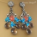 SALE-20% OFF- Flamenco - Rhodocrosite, Neon Blue Apatite, Smoky Quartz Fine/sterling silver chandelier post earrings