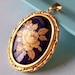 SJK Vintage -- Limoges Porcelain Pendant in Gold and Royal Blue