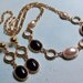 VINTAGE Deal 50 Percent Off -- Gold, Black, and Pearly White Park Lane Necklace and Earrings (1970's)