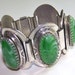SJK VINTAGE -- Chunky Links Green Cabochon Bracelet (1950's-60's)