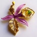 SJK VINTAGE -- Gerry's Signed Gold and Pink Enamel Orchid Brooch (1980's)