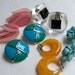 VINTAGE Deal 50 Percent Off-- Five Pairs of Vintage Plastic, Enamel, Seashell Clip-on Earrings From Five Decades (1940's-1980's