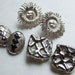 SJK VINTAGE -- Three Pairs of Silver Tone Earrings, Abstract, Square, Oval, Suns with Faces (1970's-1980's)