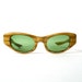 Vintage Faux Bois Cat Eye Green Glass Sunglasses