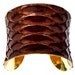 Glossy Brown Snakeskin Gold Lined Cuff Bracelet - by UNEARTHED