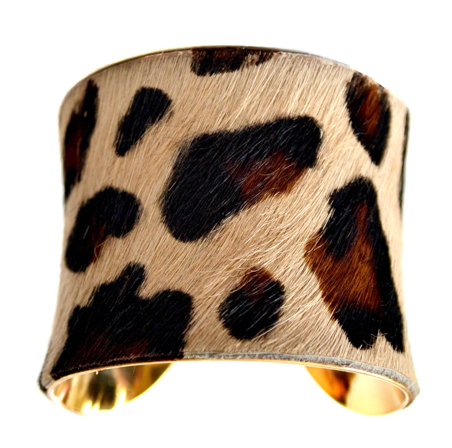 Leopard Print Calf Hair Cuff Bracelet by UNEARTHED
