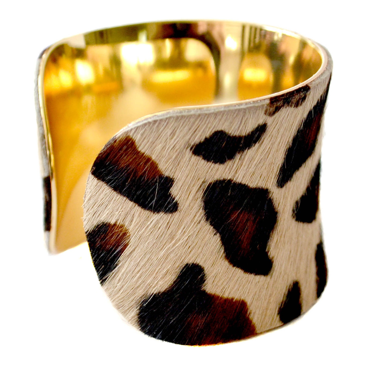 Leopard Print Calf Hair Cuff Bracelet by UNEARTHED
