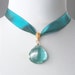 Green Amethyst Necklace with Silk Ribbon