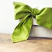 ivory silk clutch, apple green bow, customize your bridesmaid gifts
