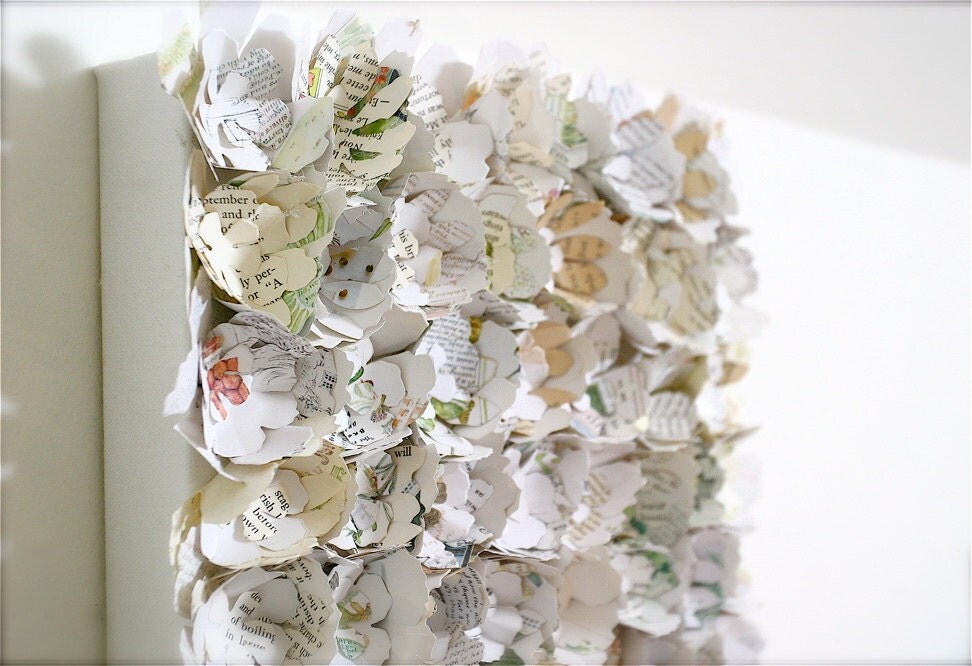 Items similar to Paper flower wall art canvas, garden inspired, fresh