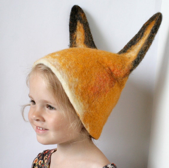 Realistic Fox Animal Hat with Ears / Hand Felted Wool Any