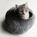 Warm Gray Stone - Hand Felted Wool Cat Bed / Vessel - Crisp Contemporary Design - READY TO SHIP