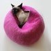 Hot Pink Bubble - Hand Felted Wool Cat Bed / Vessel - Crisp Contemporary Design - READY TO SHIP