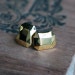 Gold stud earrings - recycled sterling silver -14k gold plated - Faceted diamond like earrings - emerald cut -Modern Rock earrings
