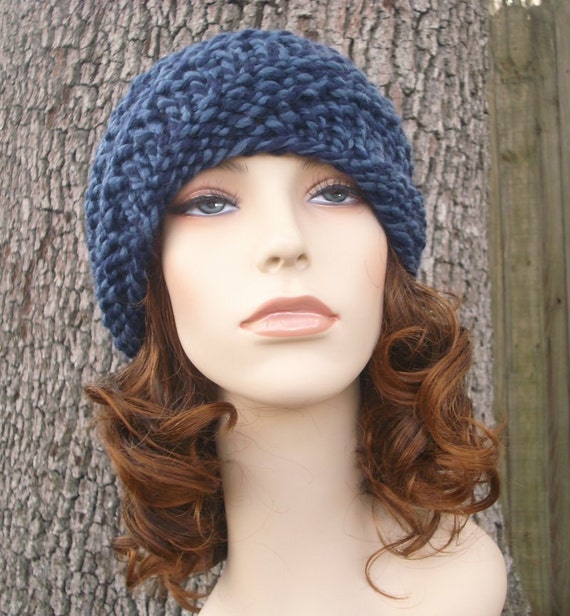 Knit Hat Blue Womens Hat Swirl Beanie in Twist Blue by pixiebell