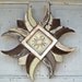 Wood Mosaic Framed Tile Reclaimed Wood Art Neutral Decor