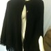 Vintage Seventies Sweater Coat Cape Cardigan With Fringe in Black Hippie Boho Trendy