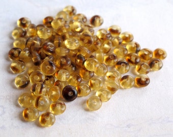Vintage Tortoise Shell Glass Seed Beads (200X) (B576)