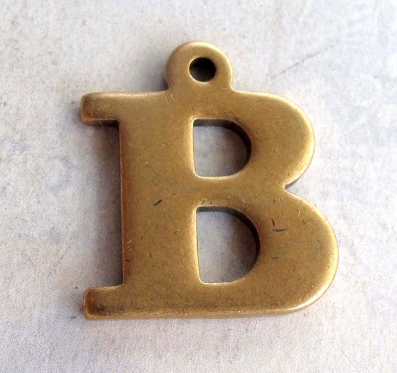 Vintage Brass Letter B Pendant (1X) (A617)