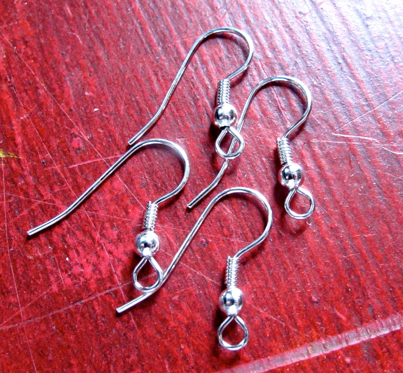 Silver Plated Fish Hook Earring Findings With Bead by EpochBeads