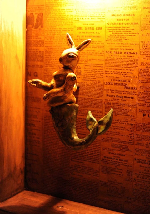 Merbunny Captured Mermaid Bunny sculpture art doll