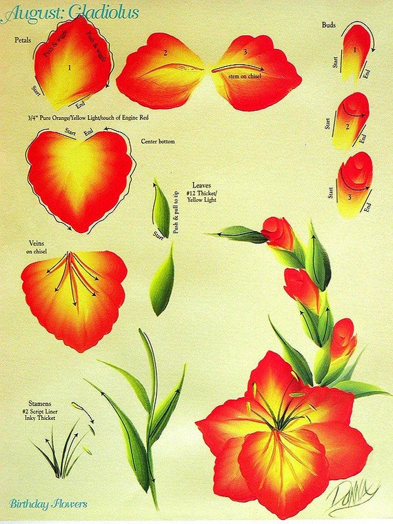 Set of ONE STROKE FLOWERS INSTRUCTIONAL GUIDES Donna Dewberry